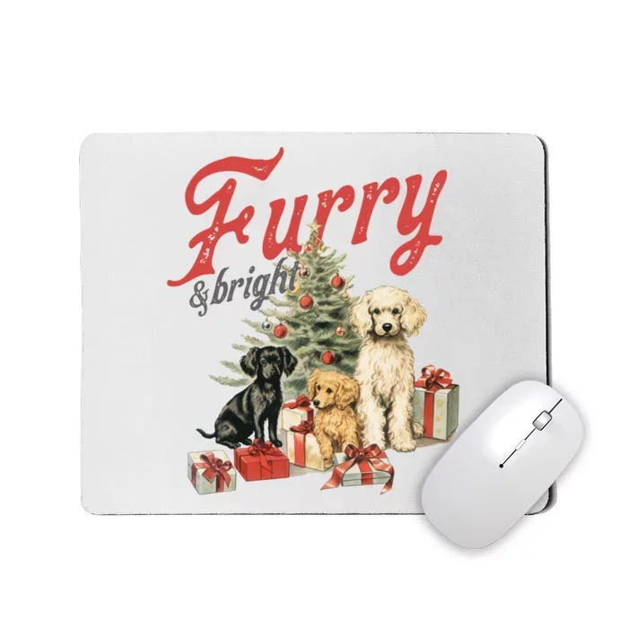 Furry & Bright Vintage Christmas Dogs Mousepad