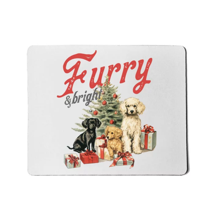 Furry & Bright Vintage Christmas Dogs Mousepad