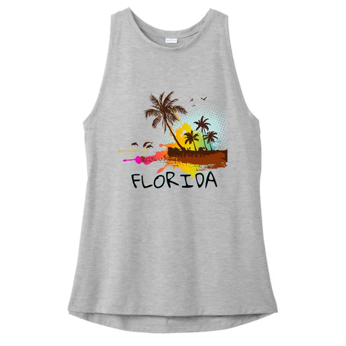 Florida Beach Vacation Ar For Ocean Lovers Ladies Tri-Blend Wicking Tank