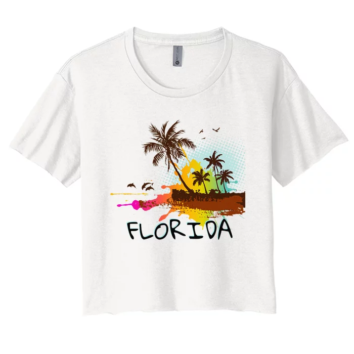 Florida Beach Vacation Ar For Ocean Lovers Women's Crop Top Tee