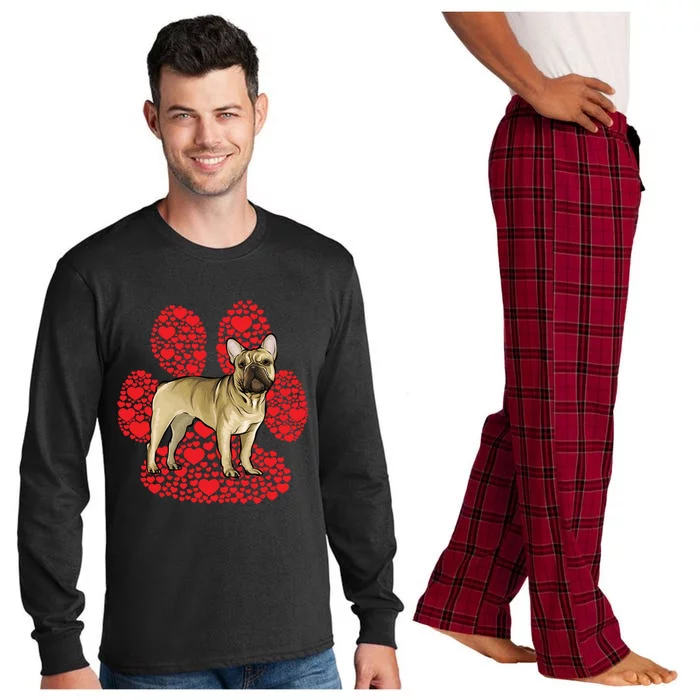 French Bulldog Valentines Day Dog Love Paw Great Gift Long Sleeve Pajama Set