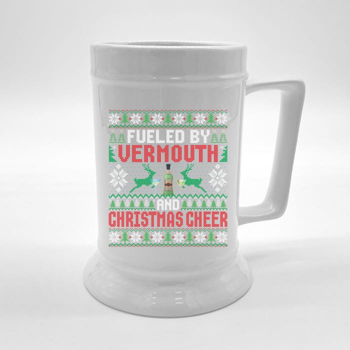 Fueled By Vermouth And Christmas Cheer Ing Xmas Party Gift Front & Back Beer Stein