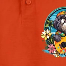 Floral Beach Vacation Shih Tzu Dog Dry Zone Grid Performance Polo