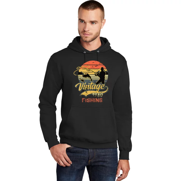 Fishing Birthday Vintage Fishing 1980 40th Birthday Gift Hoodie