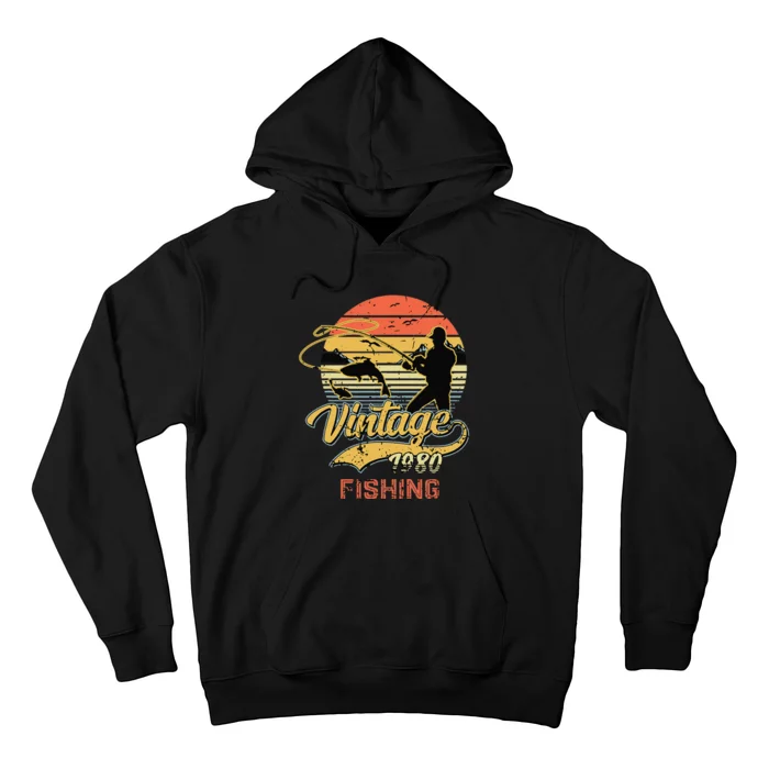 Fishing Birthday Vintage Fishing 1980 40th Birthday Gift Hoodie