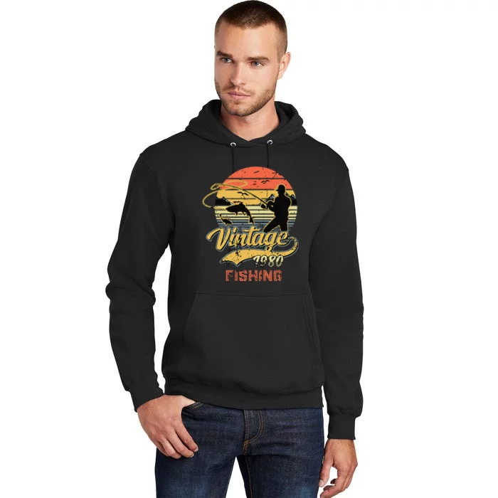 Fishing Birthday Vintage Fishing 1980 40th Birthday Gift Tall Hoodie