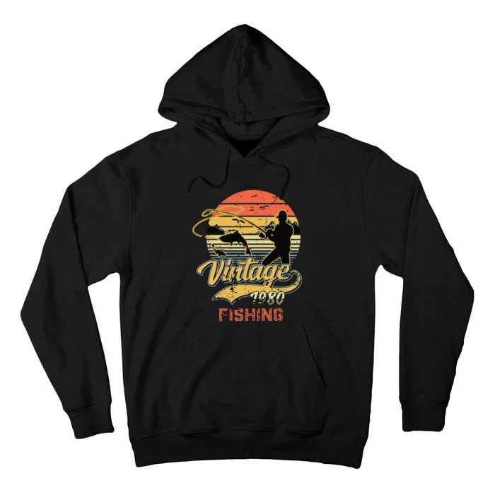 Fishing Birthday Vintage Fishing 1980 40th Birthday Gift Tall Hoodie