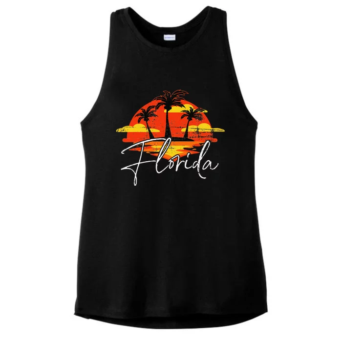 Florida Beach Vacation Art for ocean lovers Ladies Tri-Blend Wicking Tank