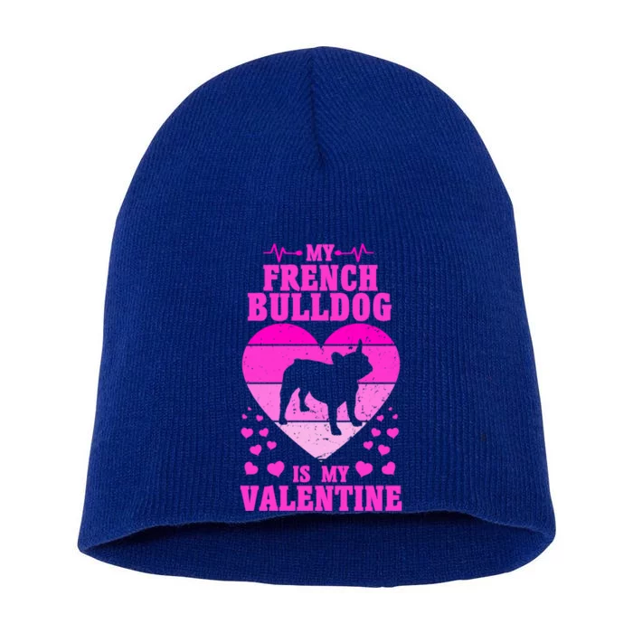 French Bulldog Valentines Day Dog Lover And Gift Short Acrylic Beanie