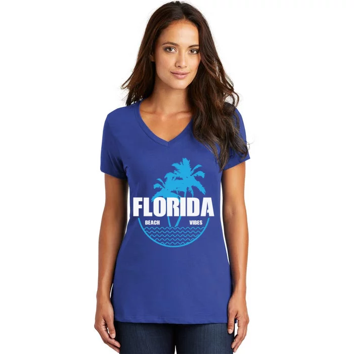 Florida Beach Vibes Usa America Gift Women's V-Neck T-Shirt