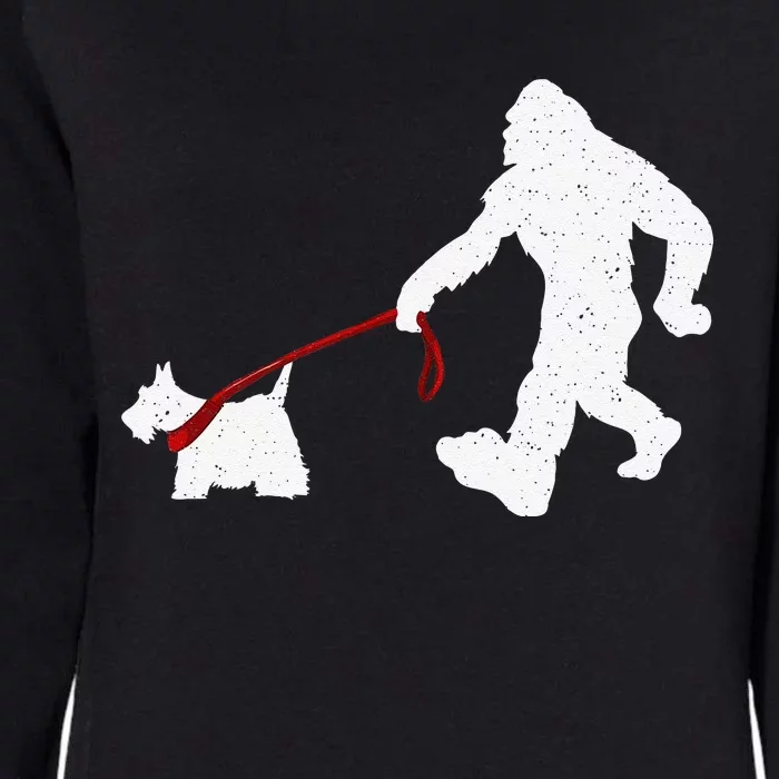 Funny Bigfoot Walking With Scottish Terrier Dog Gifts Womens California Wash Sweatshirt