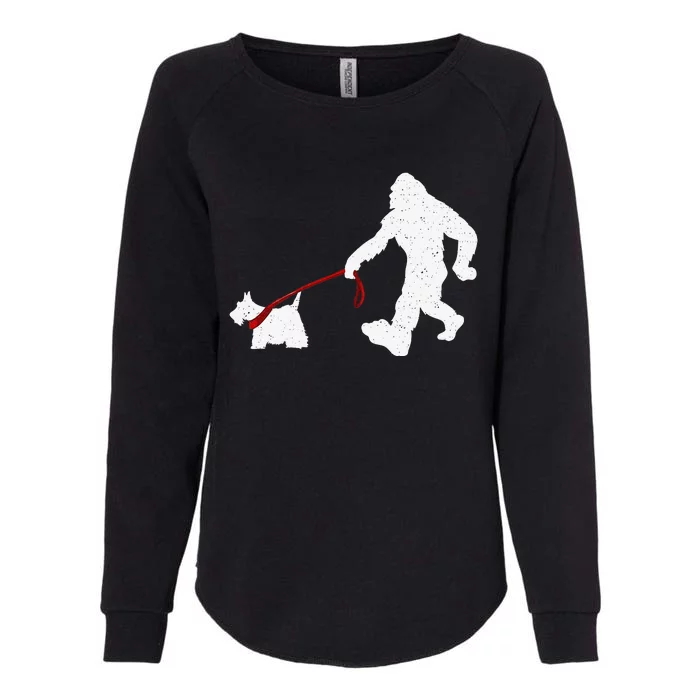 Funny Bigfoot Walking With Scottish Terrier Dog Gifts Womens California Wash Sweatshirt