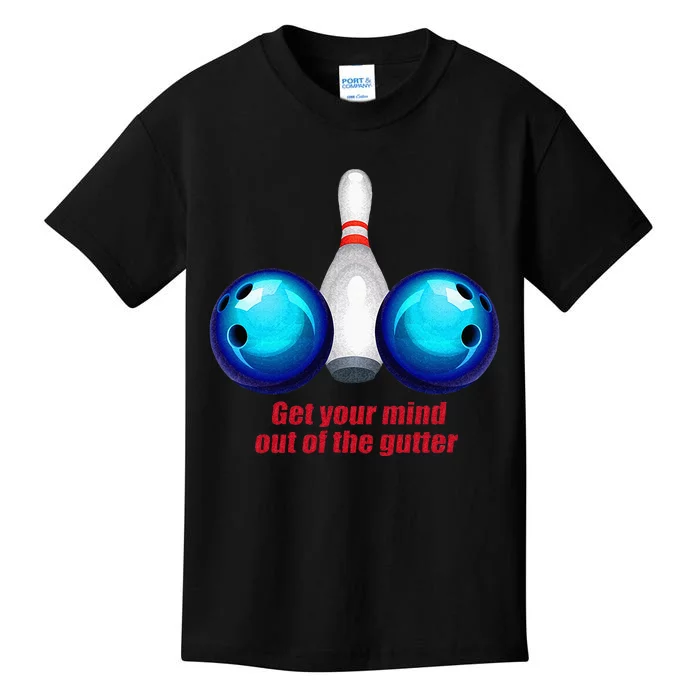 Funny Bowling Women Mind Out Of The Gutter Kids T-Shirt