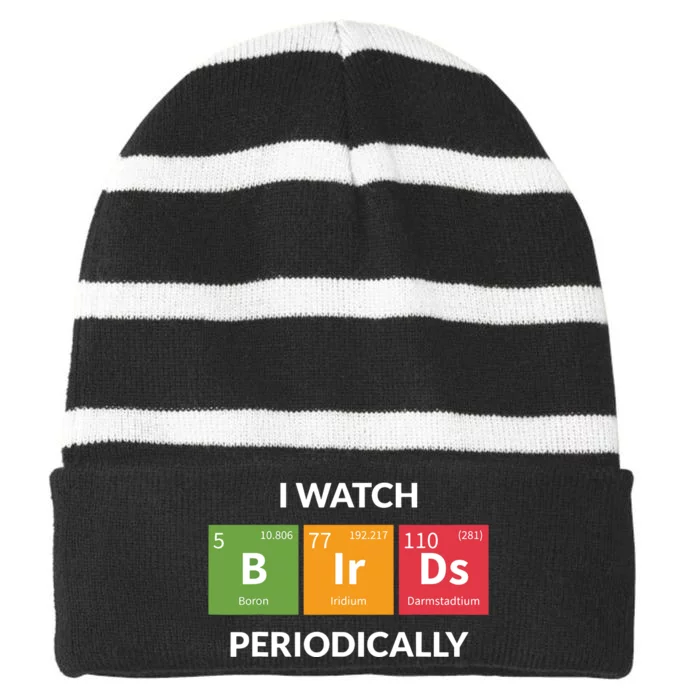 Funny Bird Watching Birding Bird Nerd Striped Beanie with Solid Band