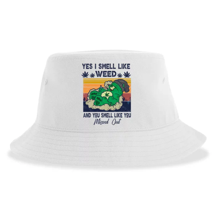 Funny Bear Weed Marijuana 420 Smoker Yes I Smell Like Weed Sustainable Bucket Hat