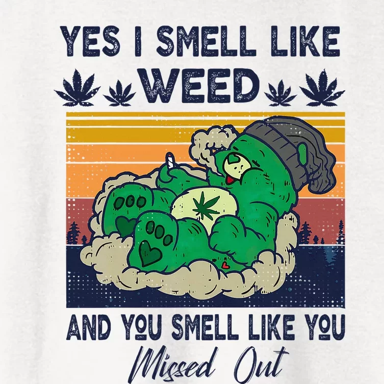 Funny Bear Weed Marijuana 420 Smoker Yes I Smell Like Weed Women's Crop Top Tee