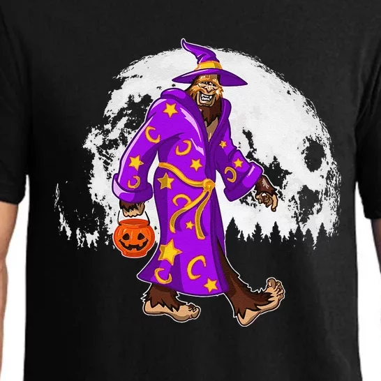 Funny Bigfoot Wizard Costume & Moon Sasquatch Halloween DOTD Pajama Set