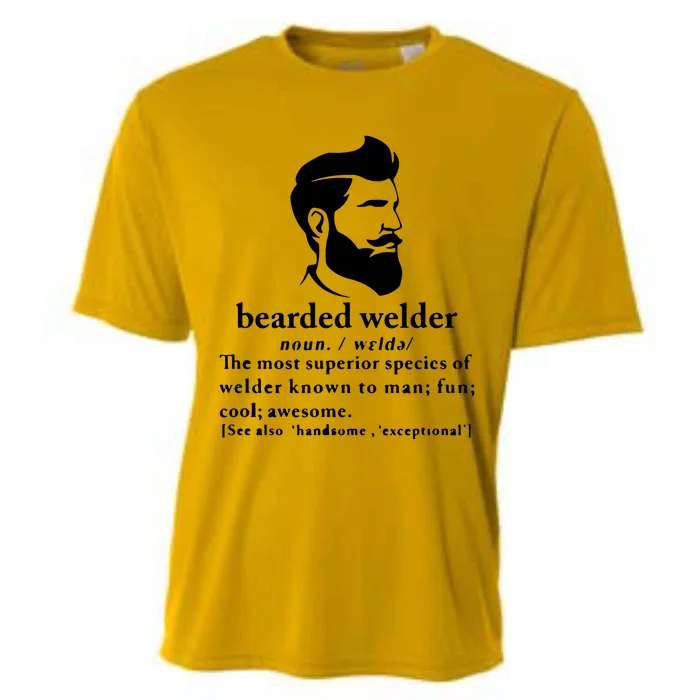 Funny Beard Welder Definition Meaning Cooling Performance Crew T-Shirt