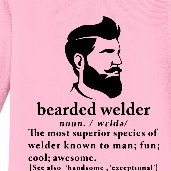 Funny Beard Welder Definition Meaning Baby Long Sleeve Bodysuit