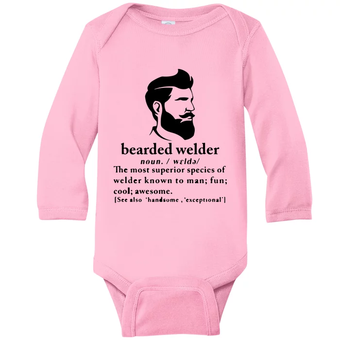 Funny Beard Welder Definition Meaning Baby Long Sleeve Bodysuit