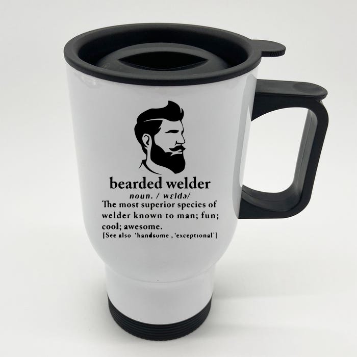 Funny Beard Welder Definition Meaning Front & Back Stainless Steel Travel Mug