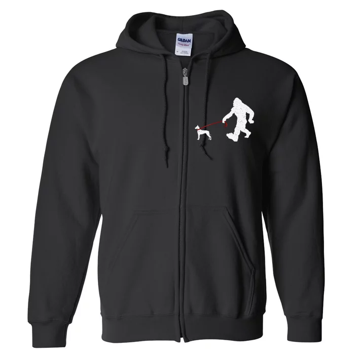 Funny Bigfoot Walking With Great Dane Dog Gifts Full Zip Hoodie