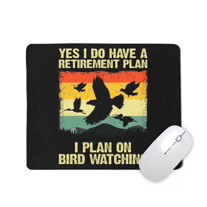 Funny Bird Watching Design Birding Retirement Mousepad