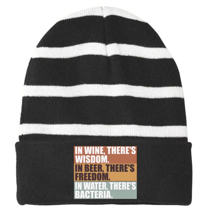 Funny Beer Wine Lover Drinker Water Bacteria Striped Beanie with Solid Band