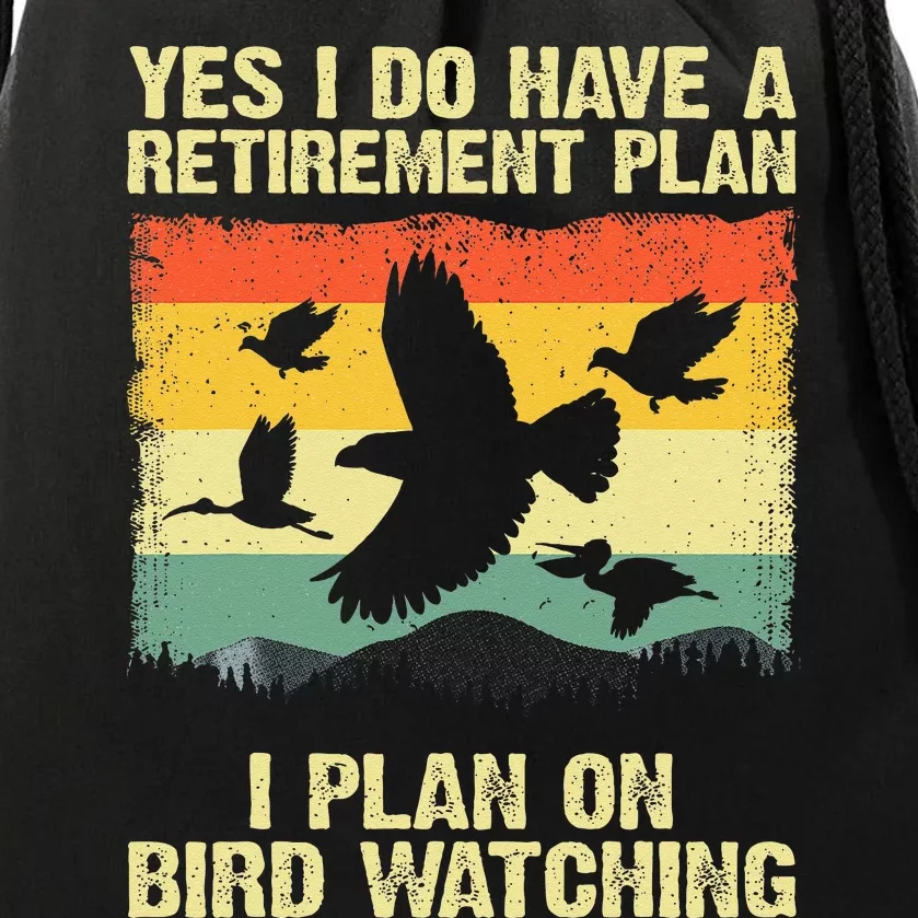 Funny Bird Watching Design For Men Women Birding Retirement Drawstring Bag