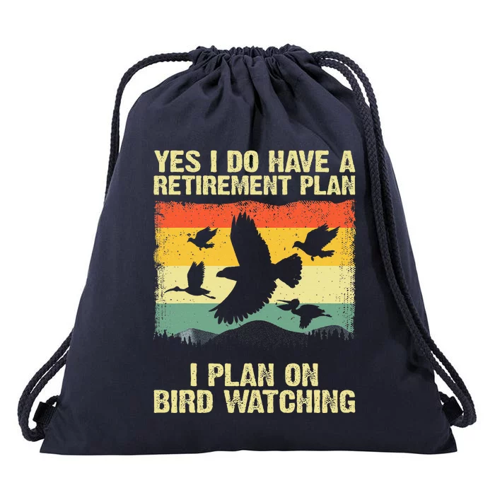 Funny Bird Watching Design For Men Women Birding Retirement Drawstring Bag