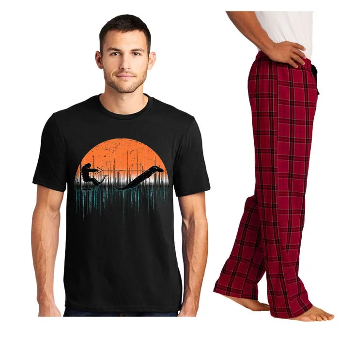 Funny Bigfoot Water Skiing With Loch Ness Monster Bigfoot Pajama Set