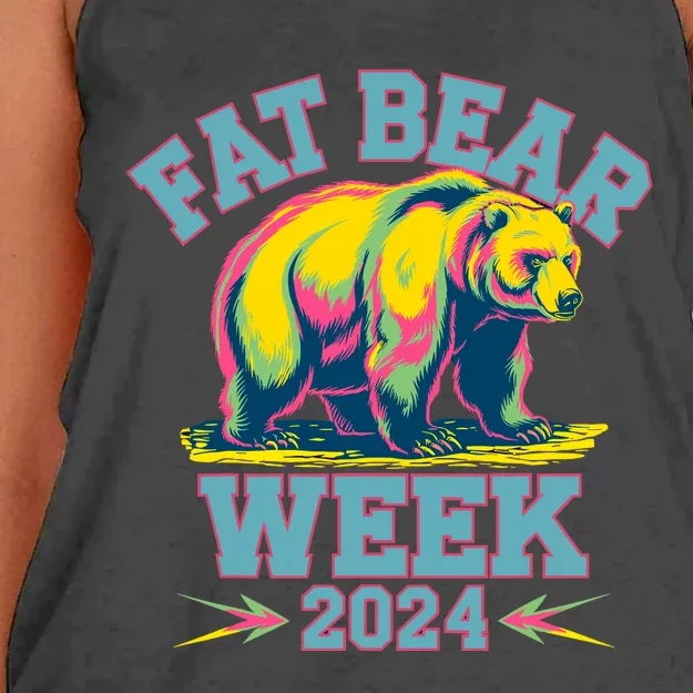 Fat Bear Week 2024 Grazer Animal Lover Alaska Katmai Nature Women's Knotted Racerback Tank