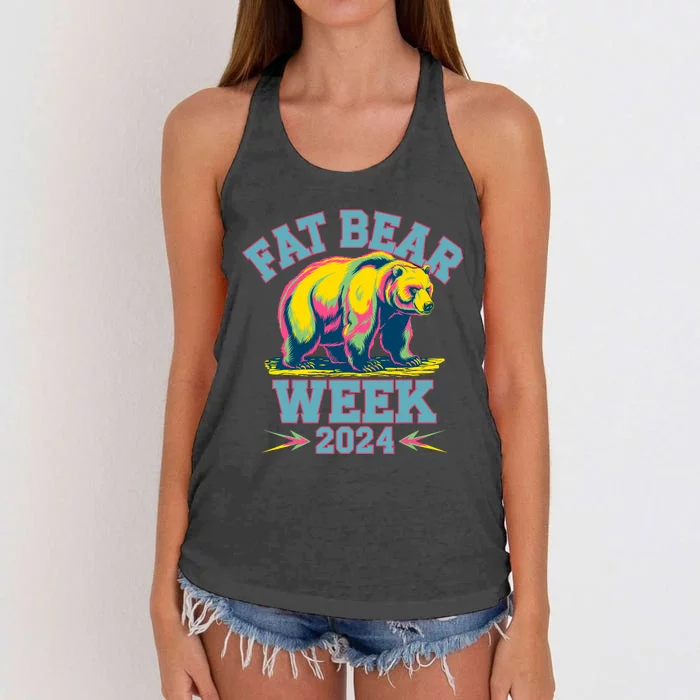 Fat Bear Week 2024 Grazer Animal Lover Alaska Katmai Nature Women's Knotted Racerback Tank