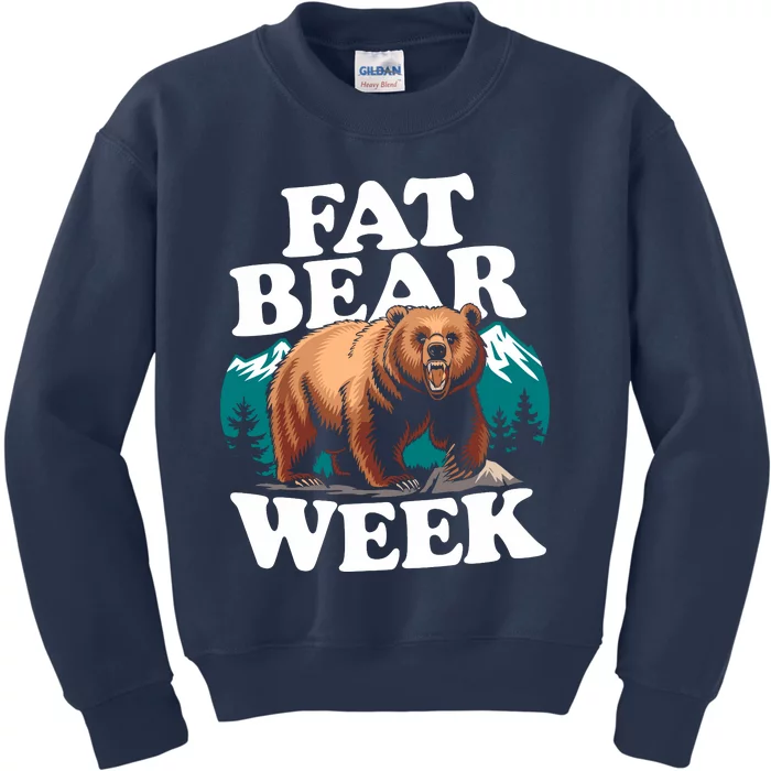 Fat Bear Week 2024 Grazer Animal Lover Alaska Katmai Nature Kids Sweatshirt