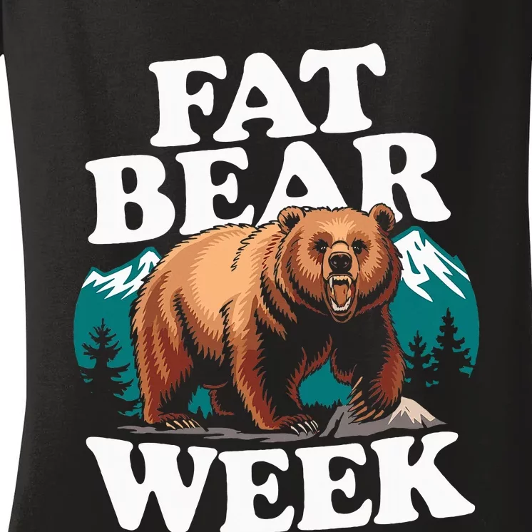 Fat Bear Week 2024 Grazer Animal Lover Alaska Katmai Nature Women's V-Neck T-Shirt