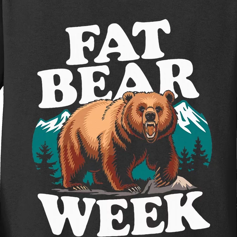 Fat Bear Week 2024 Grazer Animal Lover Alaska Katmai Nature Kids Long Sleeve Shirt