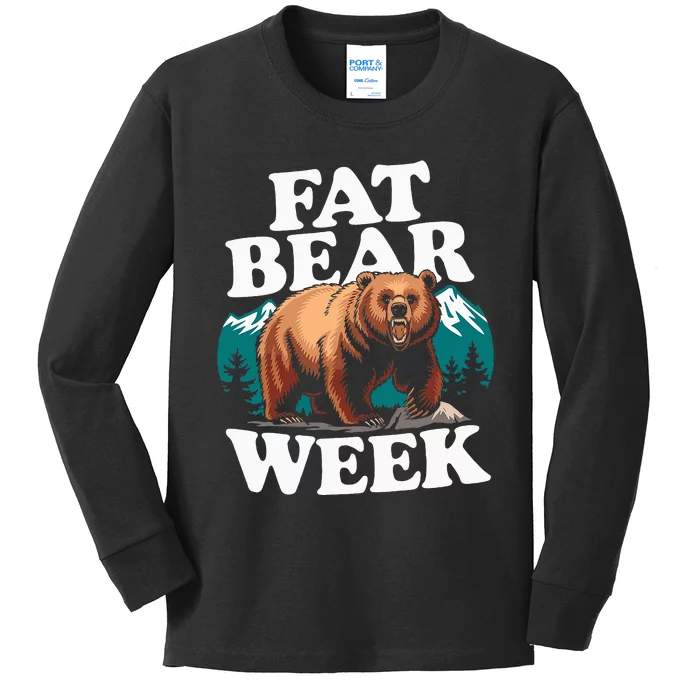 Fat Bear Week 2024 Grazer Animal Lover Alaska Katmai Nature Kids Long Sleeve Shirt