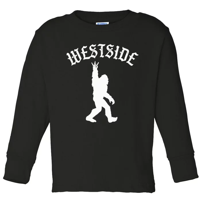 Funny Bigfoot Westside Hand Sign for California West Coast Toddler Long Sleeve Shirt