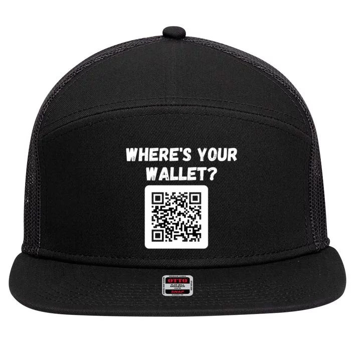 Funny Bitcoin Where’s Your Wallet HODL Bitcoin Cryptocurrency Funny Crypto 7 Panel Mesh Trucker Snapback Hat