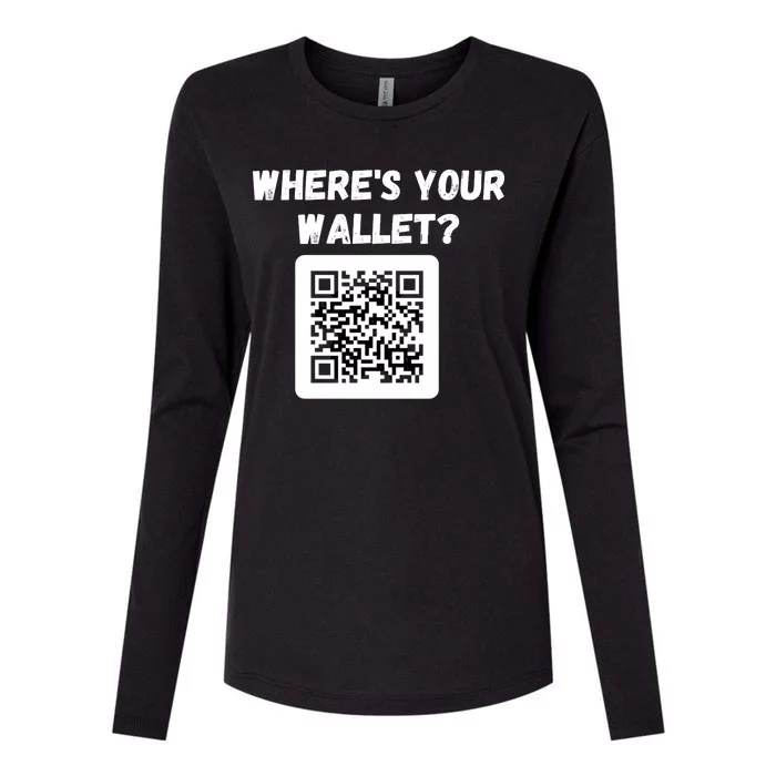 Funny Bitcoin Where’s Your Wallet HODL Bitcoin Cryptocurrency Funny Crypto Womens Cotton Relaxed Long Sleeve T-Shirt