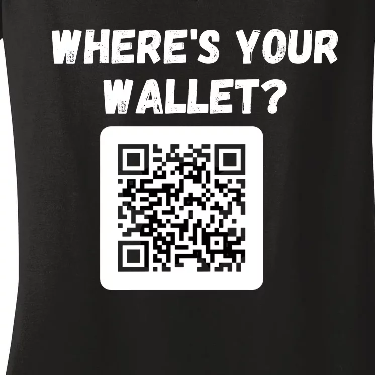 Funny Bitcoin Where’s Your Wallet HODL Bitcoin Cryptocurrency Funny Crypto Women's V-Neck T-Shirt