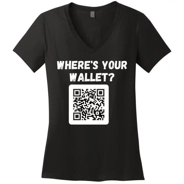 Funny Bitcoin Where’s Your Wallet HODL Bitcoin Cryptocurrency Funny Crypto Women's V-Neck T-Shirt