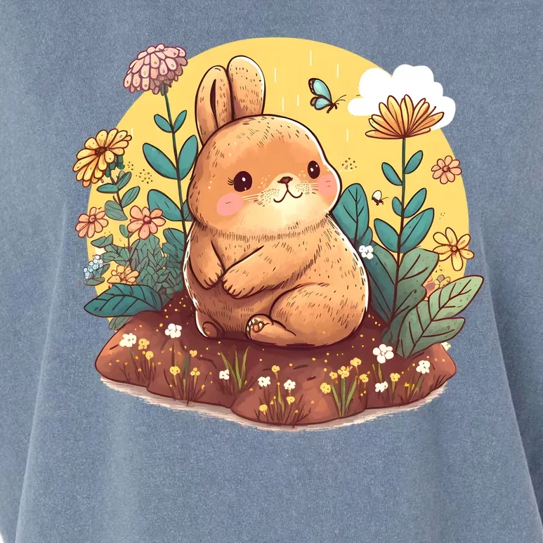 Funny Bunny With Flowers Garment-Dyed Women's Muscle Tee