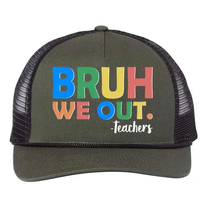 Funny BRUH We Out Teachers Schools Out Retro Rope Trucker Hat Cap