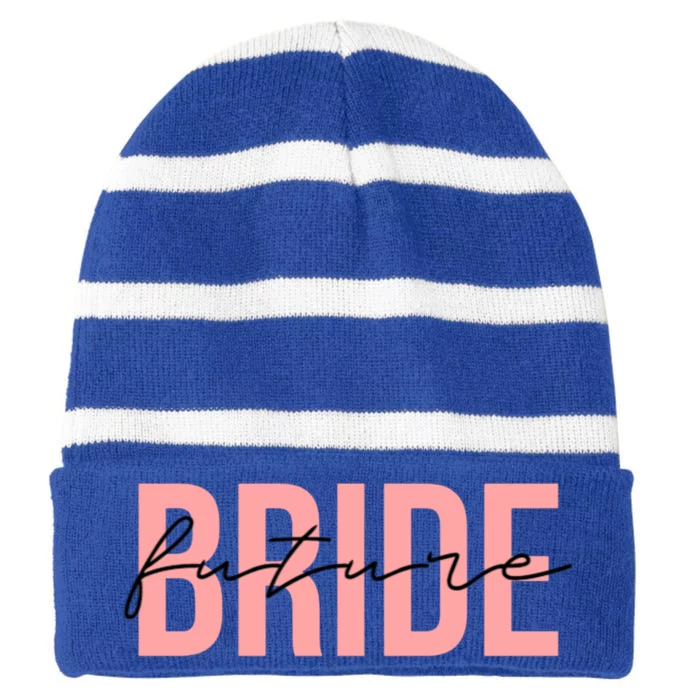 Future Bride Wedding Bachelorette Party Fiancee Gift Striped Beanie with Solid Band