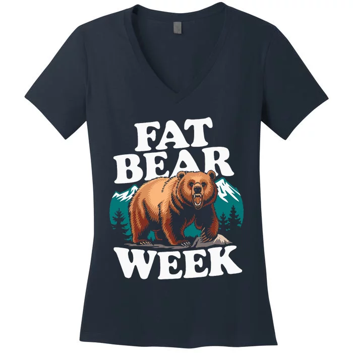 Fat Bear Week 2024 Grazer Animal Lover Alaska Katmai Nature Women's V-Neck T-Shirt