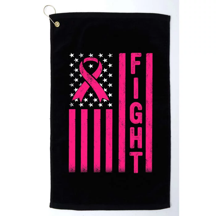 Fight Breast Warrior American Flag Breast Cancer Awareness Platinum Collection Golf Towel