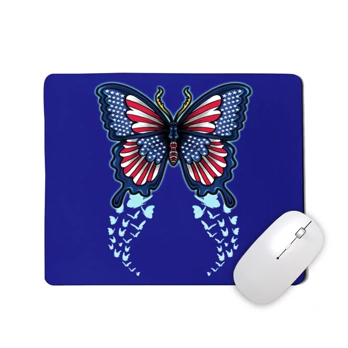 Funny Butterfly With Usa Flag American Patriotic 4th Of July Great Gift Mousepad