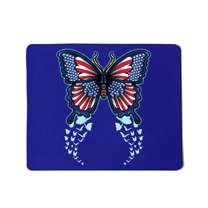 Funny Butterfly With Usa Flag American Patriotic 4th Of July Great Gift Mousepad