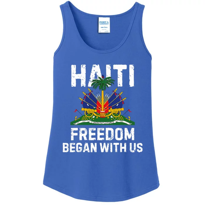 Freedom Began With Us Happy Haitian Flag Day Ladies Essential Tank